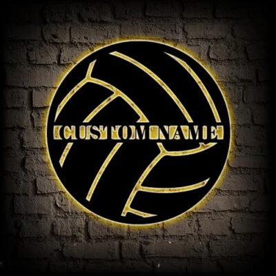 Personalized Volleyball Metal Sign, Custom Name Volleyball Sign Metal Wall Art, Customized Volleyball Ball Name Sign for Sport Lovers Boys Girls, Volleyball Wall Decor Metal Name Sign