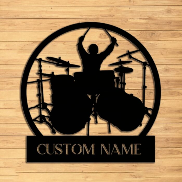 Ye Qin Hui Custom Drummer Metal Wall Sign - Personalized Drummer Metal Wall Art - Drummer Metal Wall Decor - Drummer Name Signs - Gift for Drummer - Drum Chamber Decor