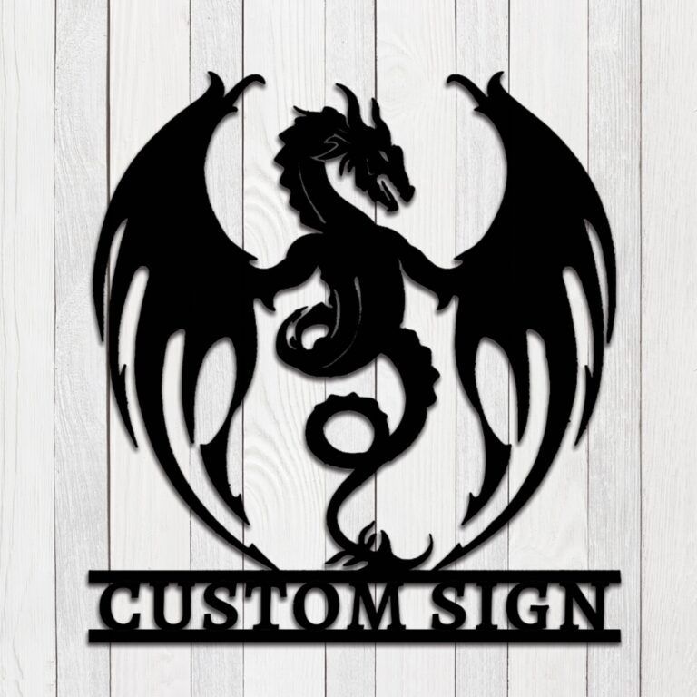 Gotstorms Custom Metal Dragon Sign,Personalized Dragon Metal Art,Dragon Name House Sign,Dragon wall art,Nursery Decor,Last Name Sign,Room Decor