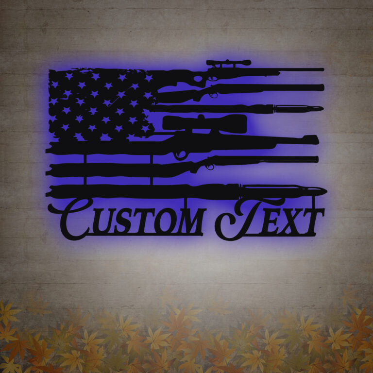 Custom American Flag Gun Metal Wall Art, Personalized Gun Flag Name Sign, Gun Lover's Gift, Home Decor, Flag Metal Decor, Black, 8-24 Inches - Image 5