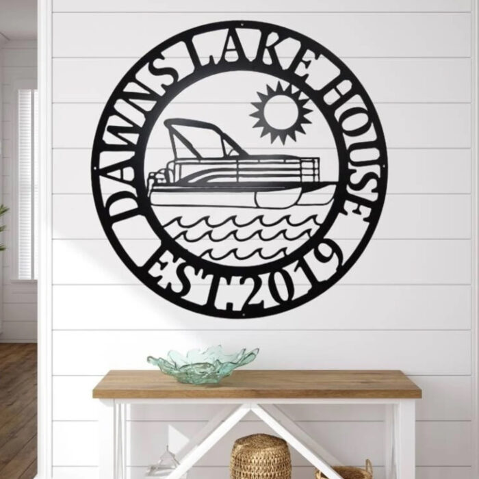 Personalized River House Metal Sign, Boat House Metal Decor, Lake House Wall Art, Personalized Metal Sign, Lake House Decor, Boating Pontoon Sign, Monogram Door Hanger - Image 5