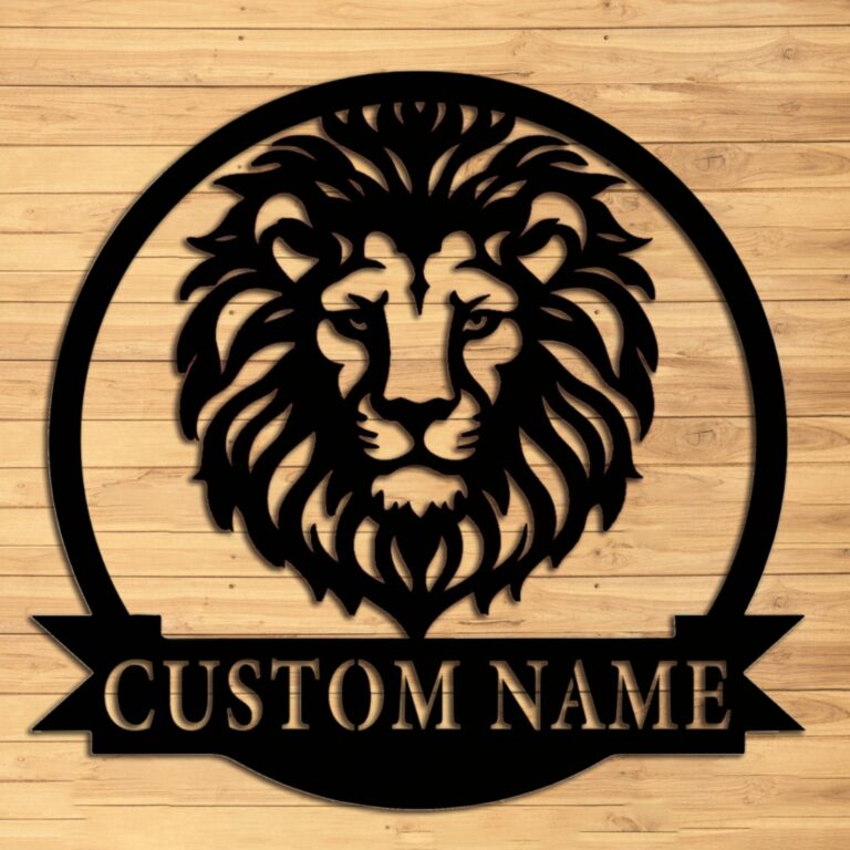 Custom Lion Metal Wall Sign-Personalized Lion Metal Wall Art-Lion Metal Wall Decor-Metal Wall Art-Personalized Name Logo-Name Sign