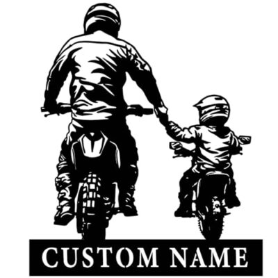 Generic Custom Father Son Motocross Biker Metal Wall Art, Personalized Dirt Bike Name Sign, Home Decor, Ideal for Home Decor & Gift, Motocross Metal Wall Hangings, Housewarming Gift, 8-24 Inch, black