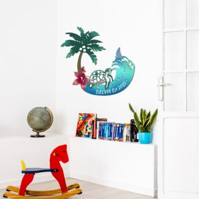 Metal Sea Turtle Sign, Sea Turtle Wall Art, Colorful Metal Turtle Wall Decor,Metal Sea Life,Turtle Decor,Ocean Decor,Gifts For Turtle Lovers