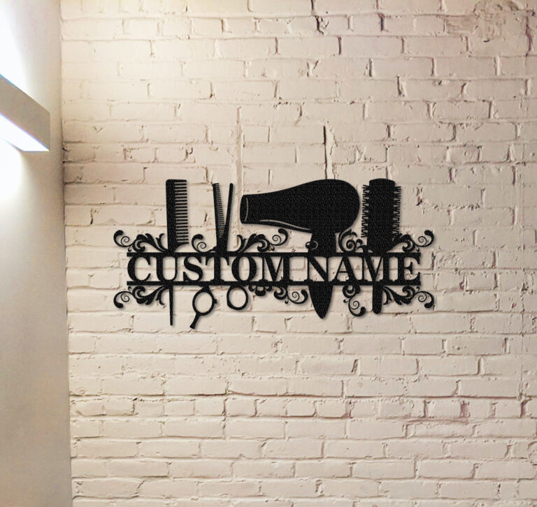 Custom Hair Salon Metal Sign,Hairstylist Gift,Personalized Salon Wall Decor,Salon Welcome Sign,Custom Door Hanger,Beauty Salon Wall Art