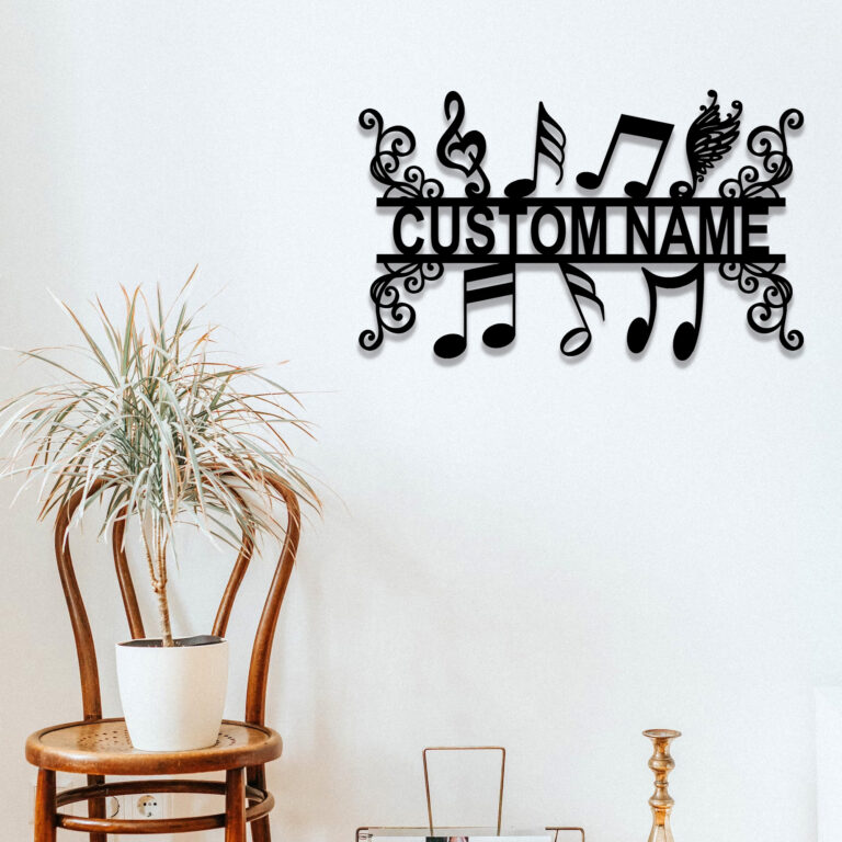 Jenelle Arts Personalized Music Notes Metal Sign, Custom Name Music Teacher Metal Wall Art, Music Room, Home Decor, Gift for Music Teacher, Ideal for Home Decor & Gift, Black, 8-24 Inch, 18inch - Image 5