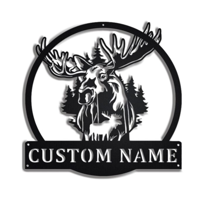 Custom Moose Outdoor Metal Wall Art, Personalized Moose Name Sign, Moose Outdoor Decor, Custom Deer Metal Signs Customized Outdoor, Home Decor Gifts,personalized Name Logo