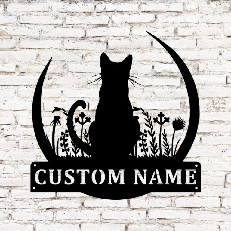 Custom Cat House Number Sign,Personalized Metal Decorative Address Number Marker,Customized House Numbers Sign,Cat Pet Memorial Garden