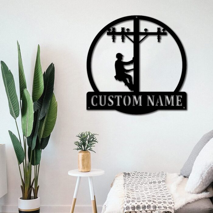 Custom Lineman Metal Wall Sign - Personalized Lineman Metal Wall Art - Lineman Metal Wall Decor - Lineman Name Sign - Lineman Metal LED Decor - Lineman Gifts - Image 3