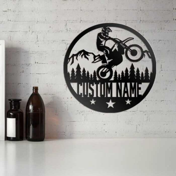 Custom Biker Metal Wall Art, Personalized Dirt Bike Name Sign Decoration for Room, Motorcycle Home Decor, Motocross Rider Monogram Wall Decor, Personalized Name Logo - Image 5