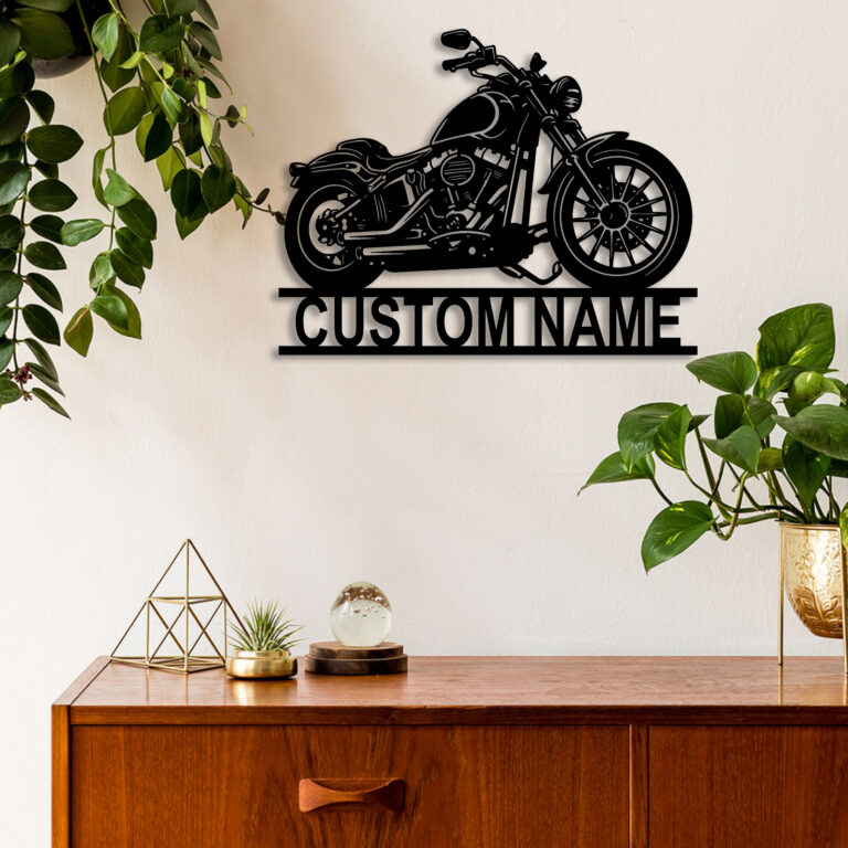 Ke Ji Yu Hen Huo Custom Motorcycle Metal Wall Sign, Personalized Biker Name Sign Decor, Metal Home Decor Gifts, Housewarming Gift For Biker, Biker Home Decor, Personalized Family Logo, 8-24 Inch - Image 2