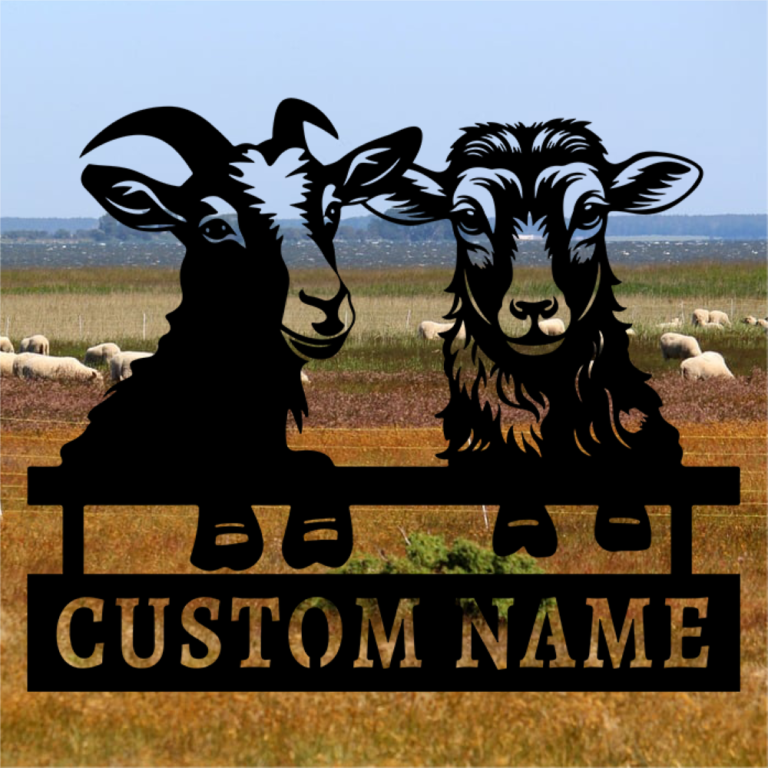 Personalized Farm Goat Metal Sign Goat Farm Sign with Name Family Name Sign Farmhouse Metal Wall Art Gift for Farmer Pattern 24inch - Image 4