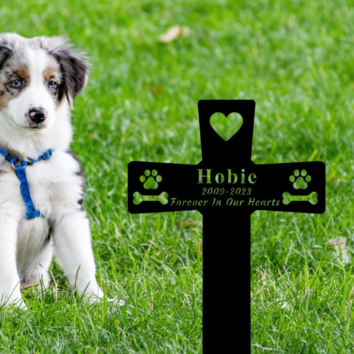 Gerryed Custom Dog Grave Markers Cross Personalized Dog Memorial Grave Stake Dog Memorial Sign Pet Grave Markers Pet Sympathy Gift Pattern 24inch