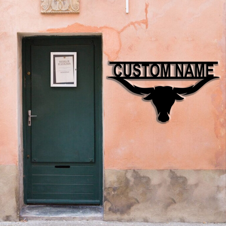 ElevateIQ Custom Longhorn Metal Wall Art | Personalized Name Sign | Southwest Decor | Longhorn Design for Unique Room Accent | 8-24 Inch, Black - Image 2