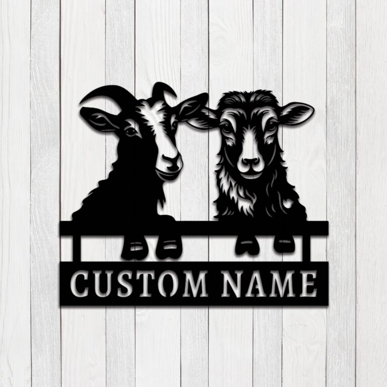 Personalized Farm Goat Metal Sign Goat Farm Sign with Name Family Name Sign Farmhouse Metal Wall Art Gift for Farmer Pattern 24inch - Image 3