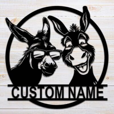 Custom Donkey Metal Wall Signs - Personalized Donkey Metal Wall Art - Donkey Farm Metal Decor - Donkey Name Signs - Gift For Donkey Lover - Farmhouse Decor