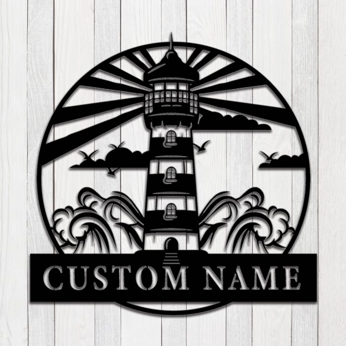 Custom Lighthouse Metal Wall Sign - Personalized Lighthouse Metal Wall Art - Lighthouse Metal Wall Decor - Lighthouse Name Signs - Lighthouse Led Decor