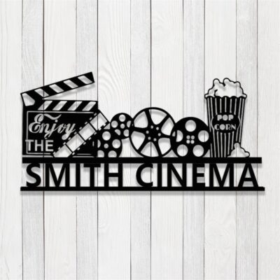 Personalized Home Theater Metal Sign,Home Theater Metal Wall Art,Family Name Cinema Sign,Home Cinema Wall Decor,Housewarming Gift,Man Cave
