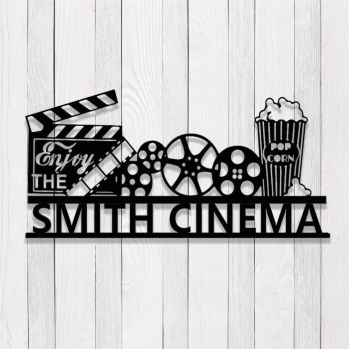 Personalized Home Theater Metal Sign,Home Theater Metal Wall Art,Family Name Cinema Sign,Home Cinema Wall Decor,Housewarming Gift,Man Cave