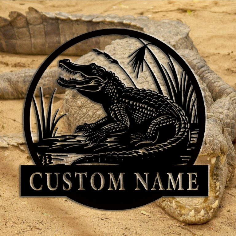 Custom Alligator Metal Wall Art, Personalized Alligator Name Sign, Home Decor, Nursery Decor, Wall Decor, Christmas Gifts, 8-24 Inches